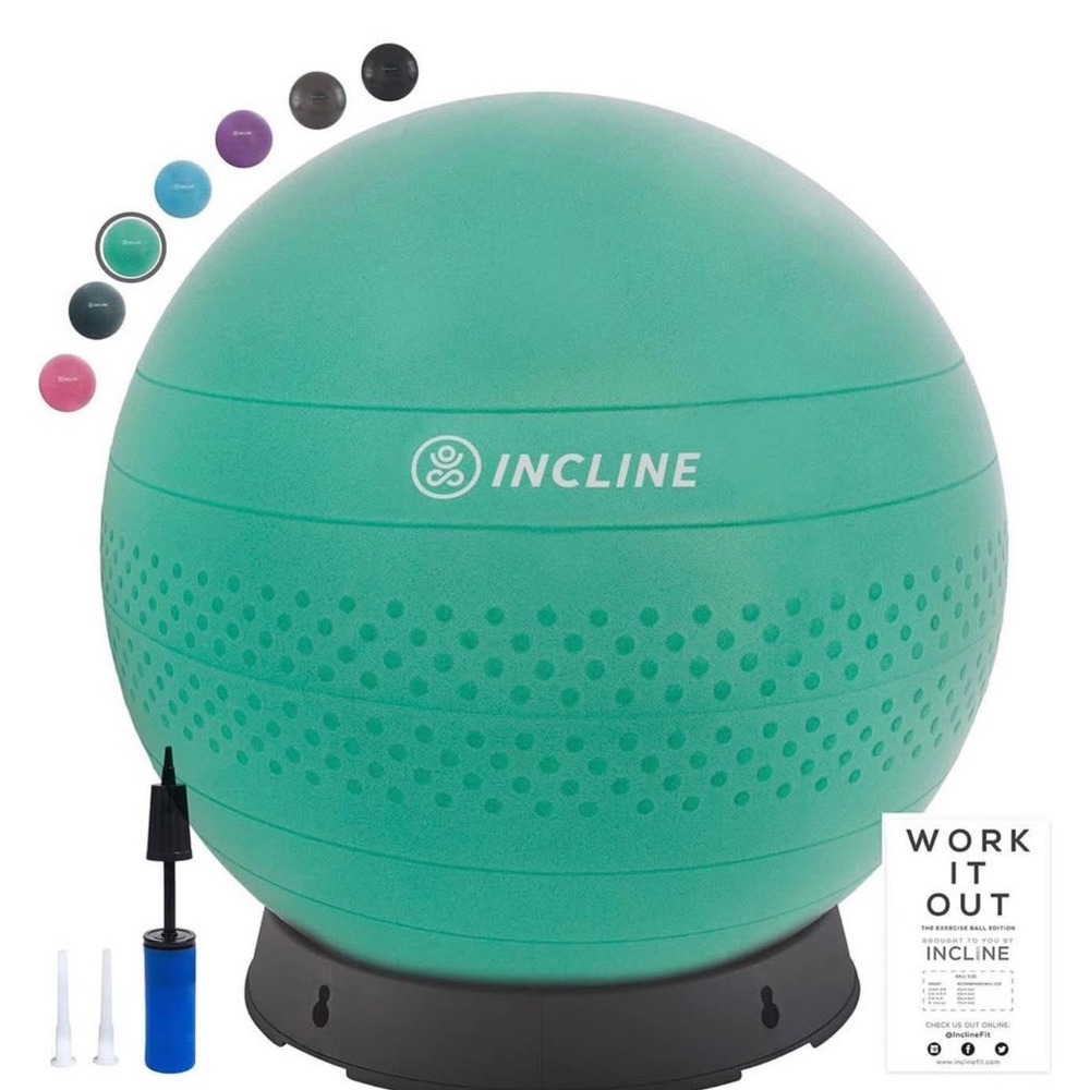 INCLINE Exercise Stability Ball Fitness Gym Yoga‎ Pilates Workout Black 30"